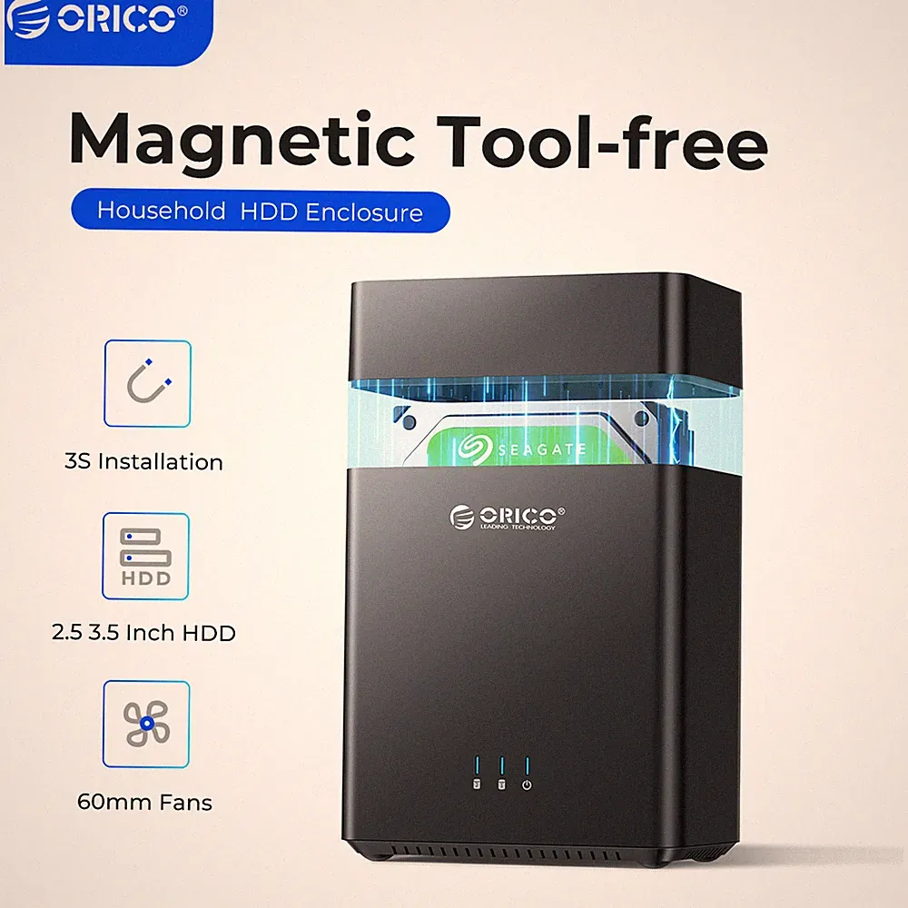 ORICO 2 Bay Hard Drive Enclosure SATA to USB 3.0 Magnetic Case for 2.5/3.5'' HDD
